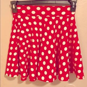 Red polka dot mini skirt